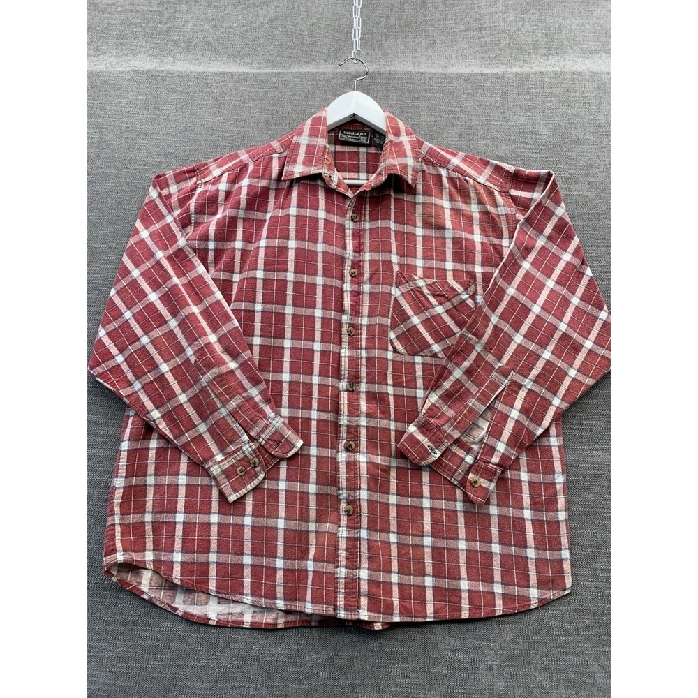 Highland Outfitters Flannel Shirt Mens XL Multicolor Plaid Cotton Button Up‎